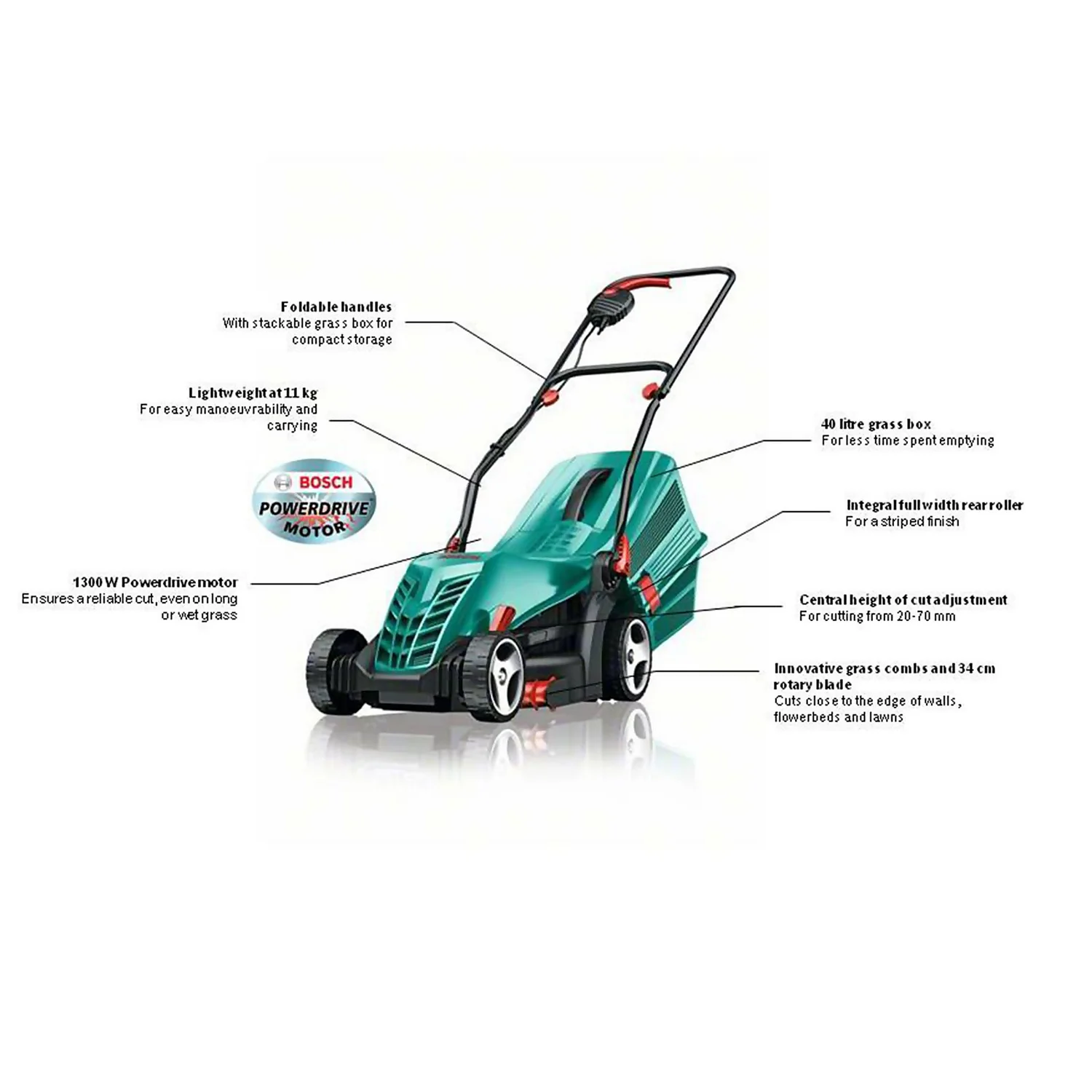 Bosch 1300W Rotak 34-13 Electric Lawn Mower - 34cm 3 Bosch 1300W Rotak 34-13 Electric Lawn Mower - 34cm - Image 3