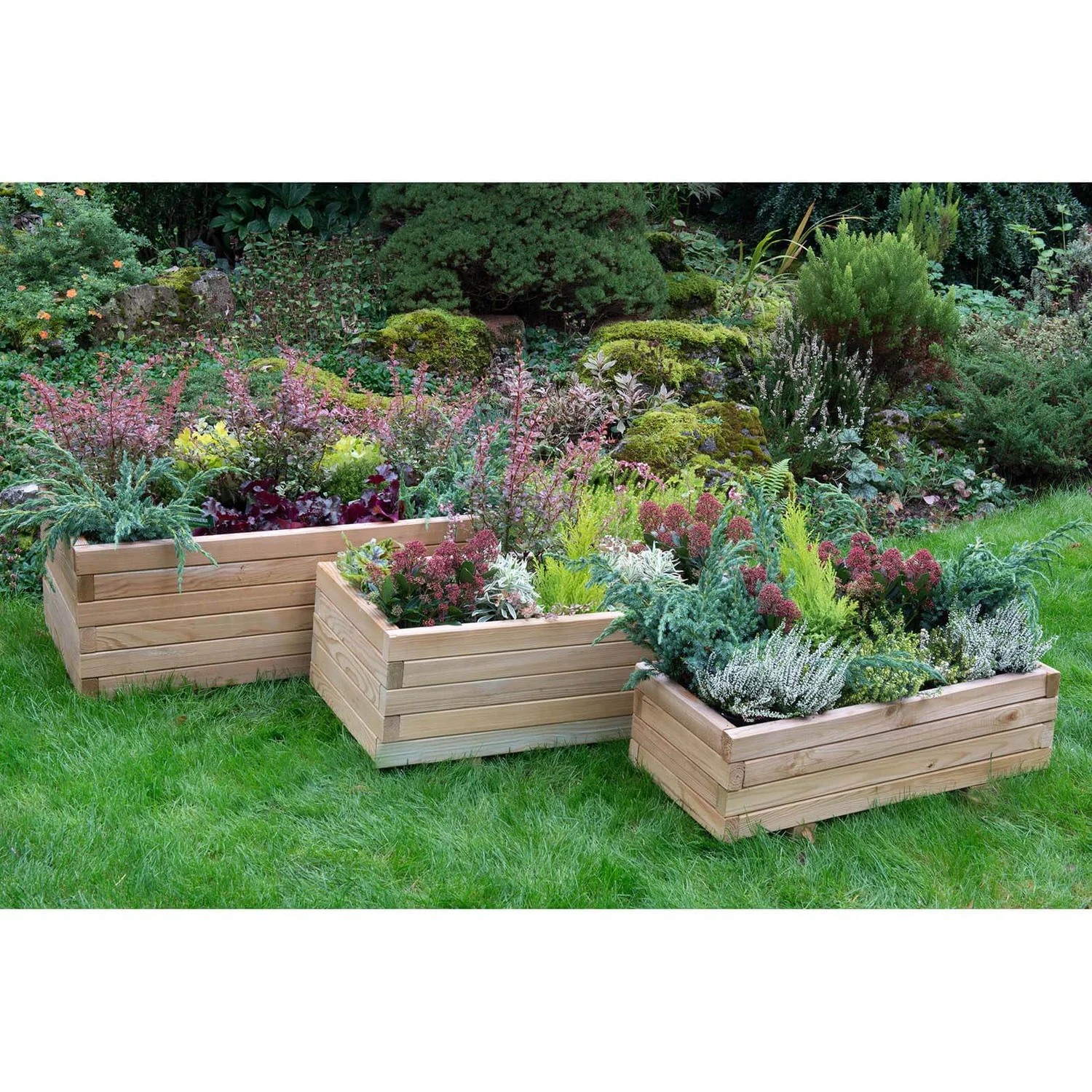 Forest Garden Wooden Durham Rectangular Planter (Set Of 3) 2 Forest Garden Wooden Durham Rectangular Planter (Set Of 3) - Image 2