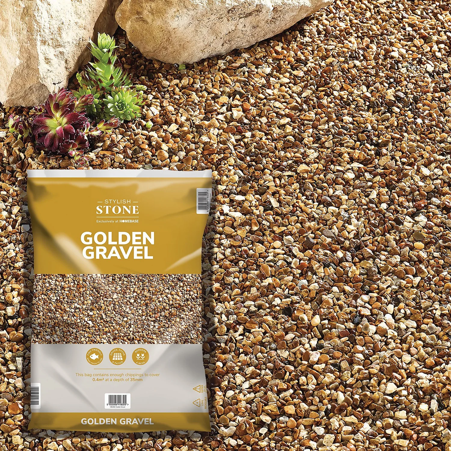 Stylish Stone Golden Gravel - Large Pack - 19kg 1 Stylish Stone Golden Gravel - Large Pack - 19kg