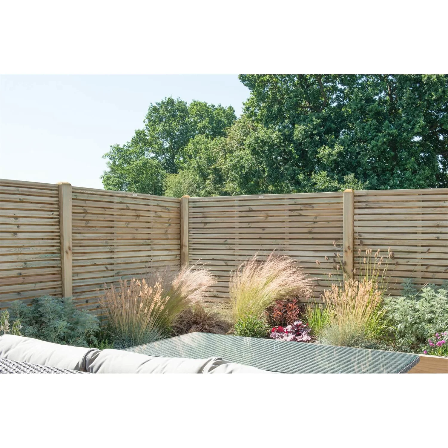 6ft X 5ft (1.8m X 1.5m) Pressure Treated Contemporary Double Slatted Fence Panel - Pack Of 5 2 6ft X 5ft (1.8m X 1.5m) Pressure Treated Contemporary Double Slatted Fence Panel - Pack Of 5 - Image 2