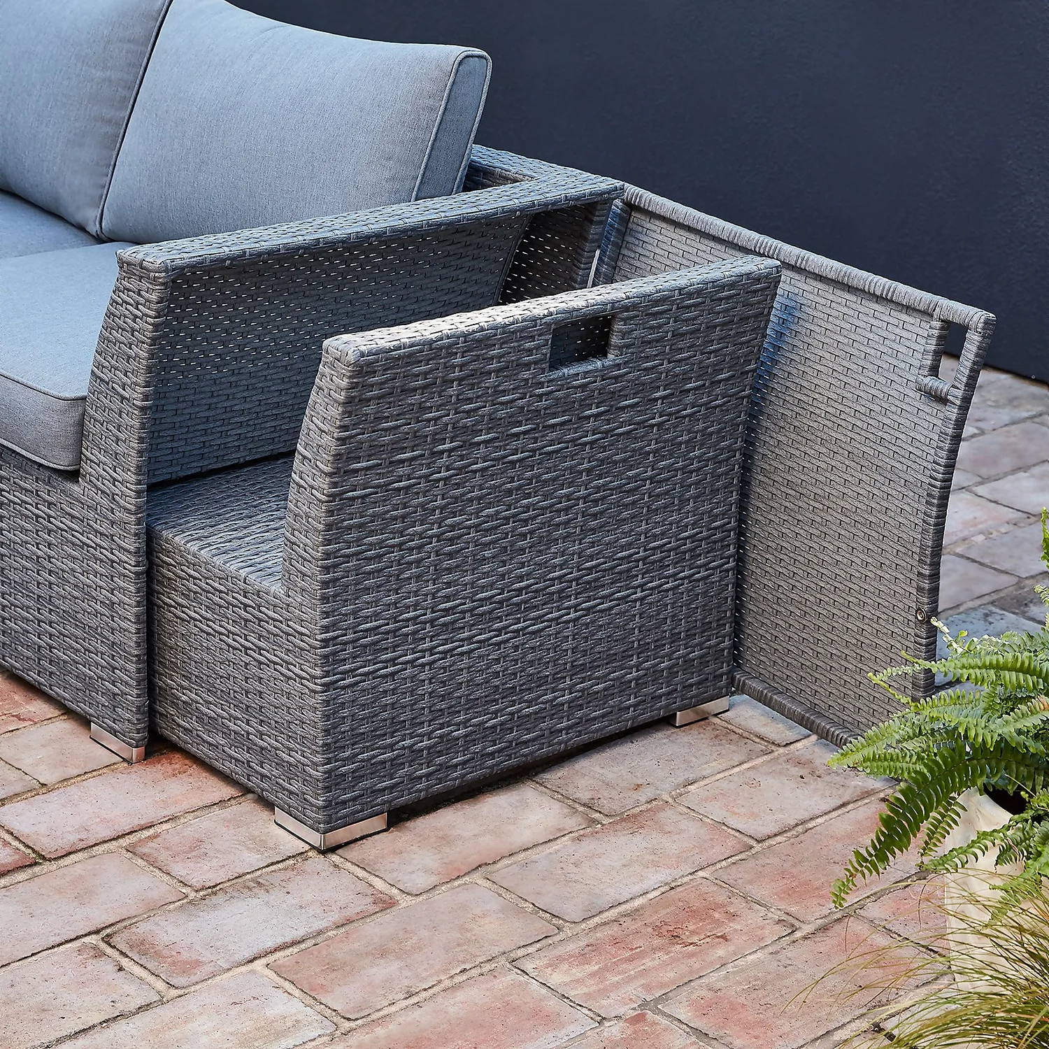 Bambrick 6 Seater Grey Rattan Garden Sofa Set 3 Bambrick 6 Seater Grey Rattan Garden Sofa Set - Image 3