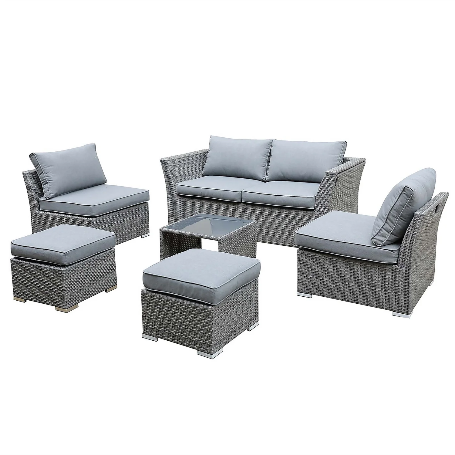 Bambrick 6 Seater Grey Rattan Garden Sofa Set 2 Bambrick 6 Seater Grey Rattan Garden Sofa Set - Image 2