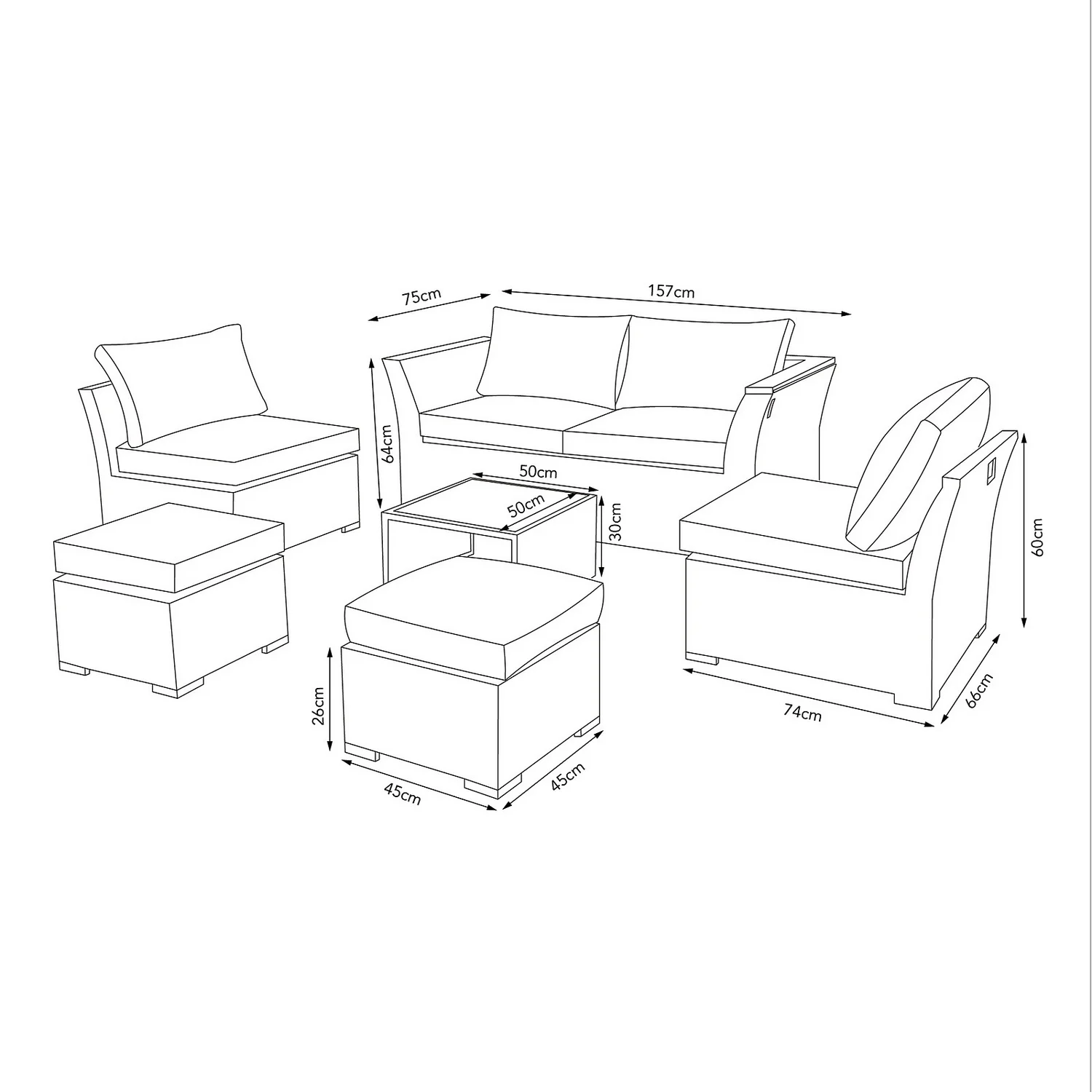 Bambrick 6 Seater Grey Rattan Garden Sofa Set 9 Bambrick 6 Seater Grey Rattan Garden Sofa Set - Image 9