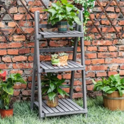3 Tier Wooden Plant Stand - Grey -Deals A Sunlit Garden Store 12885227 6095013038366307