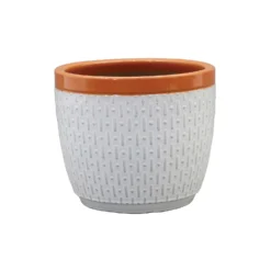 House Beautiful 2 Tone Orange Rim Egg Pot - 20cm