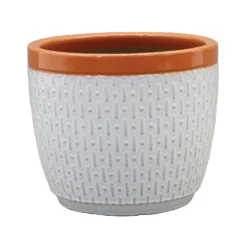 House Beautiful 2 Tone Orange Rim Egg Pot - 31cm