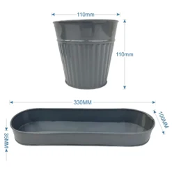 Zinc Ribbed Herb Pots & Tray -Deals A Sunlit Garden Store 13193962 1504933502751699