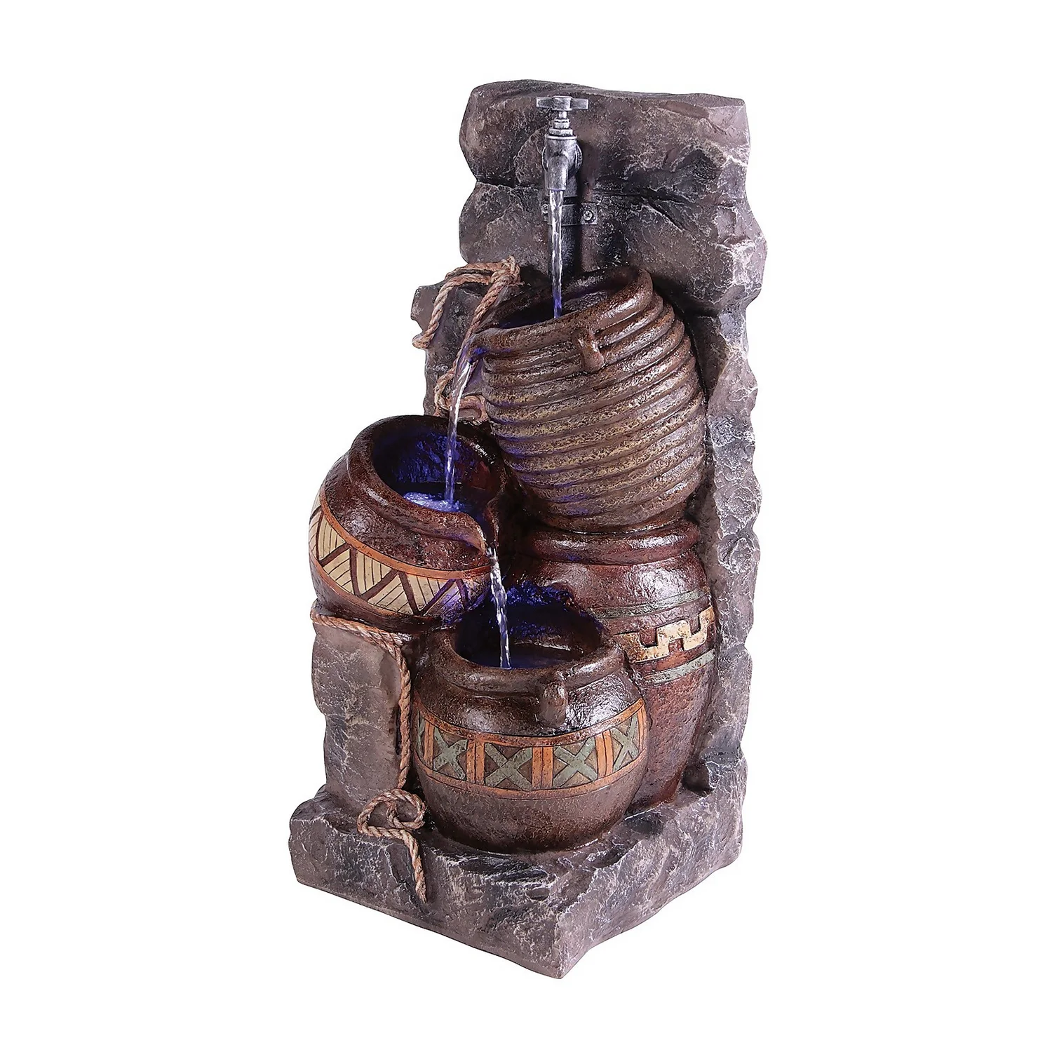 Stylish Fountain Pouring Pot Wall Water Feature With LEDs 1 Stylish Fountain Pouring Pot Wall Water Feature With LEDs