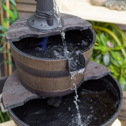 Stylish Fountain Whiskey Barrels Garden Water Feature -Deals A Sunlit Garden Store 13944159 2555005845016341