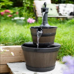 Stylish Fountain Whiskey Barrels Garden Water Feature -Deals A Sunlit Garden Store 13944159 3115005845107244