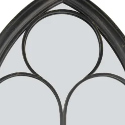 MirrorOutlet Black Somerley Chapel Arch Metal Garden Mirror - 112x61cm -Deals A Sunlit Garden Store 13950556 1394987139719047