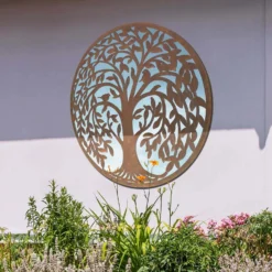 MirrorOutlet Swirl Tree Round Garden Mirror - 100cm -Deals A Sunlit Garden Store 13950587 1874987139291019