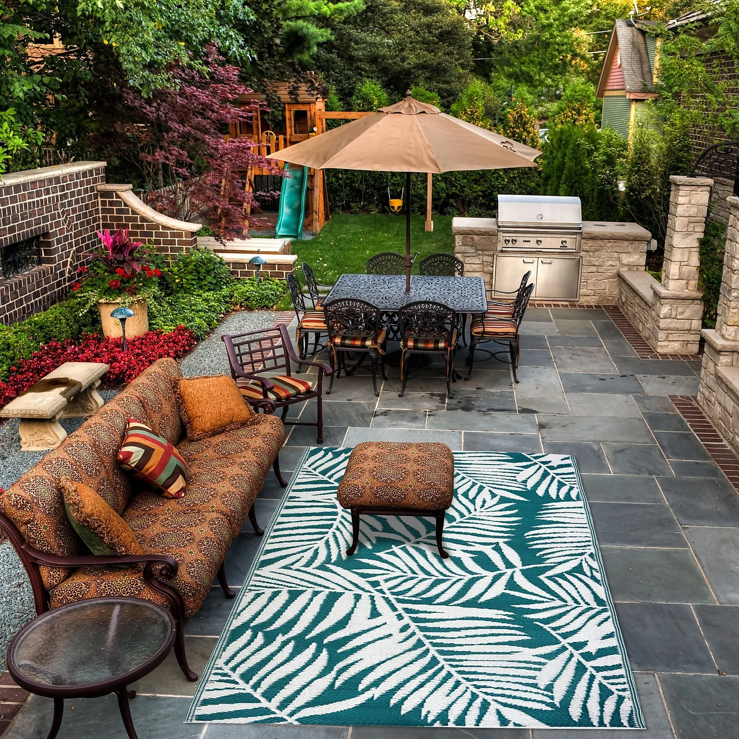 Homebase Outdoor Rug - Teal 120x180cm 3 Homebase Outdoor Rug - Teal 120x180cm - Image 3