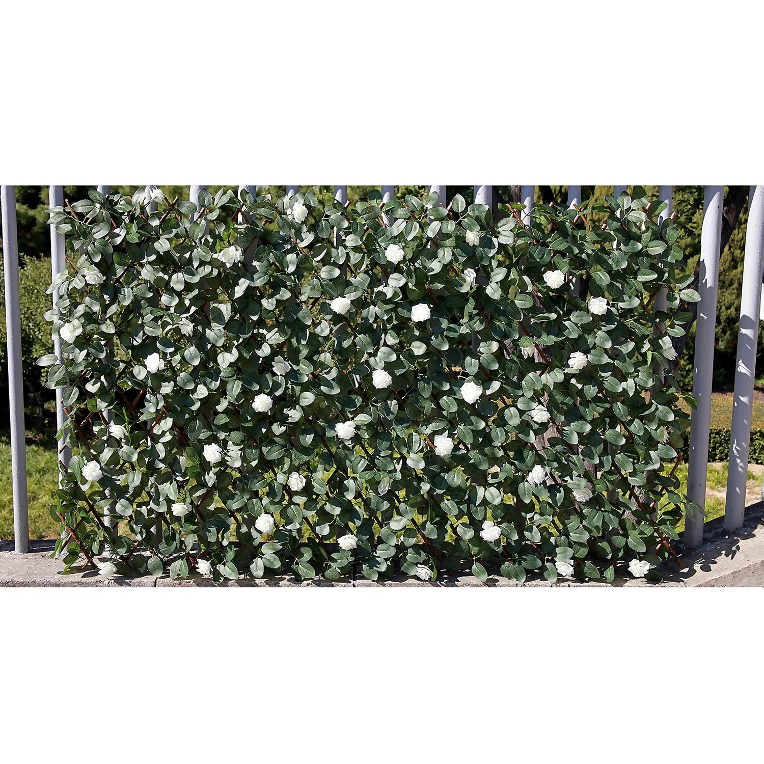Faux Leaf Trellis 90x180cm - White Rose 2 Faux Leaf Trellis 90x180cm - White Rose - Image 2