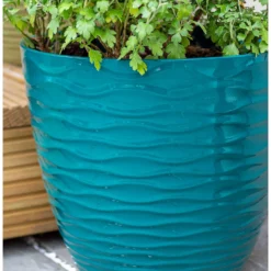 Wave Pot Teal - 33cm -Deals A Sunlit Garden Store 13973618 1505011239754191