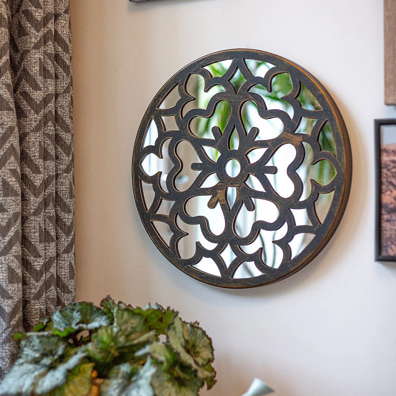 Round Laser Cut Outdoor Mirror 35cm - Bronze 2 Round Laser Cut Outdoor Mirror 35cm - Bronze - Image 2