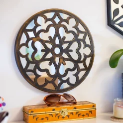 Round Laser Cut Outdoor Mirror 35cm - Bronze 8 Round Laser Cut Outdoor Mirror 35cm - Bronze -Deals A Sunlit Garden Store 13981008 8645005835380560