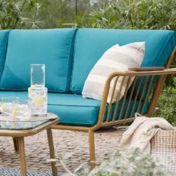 Omari Metal Garden Corner Sofa Set - Teal & Gold -Deals A Sunlit Garden Store 14005699 1825022704410191