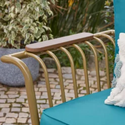 Omari Metal Garden Corner Sofa Set - Teal & Gold -Deals A Sunlit Garden Store 14005699 6155022704468337