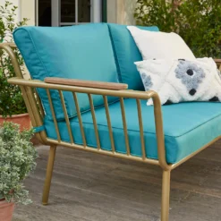 Omari Metal Garden Sofa Set - Teal & Gold -Deals A Sunlit Garden Store 14005703 3075022638036340