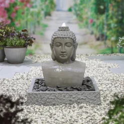 Stylish Fountain Lotus Buddha Water Feature With LEDs -Deals A Sunlit Garden Store 14519362 1725047822576716