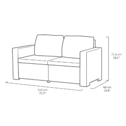 Keter California 2 Seater Outdoor Balcony Garden Furniture Chaise Lounge - Graphite With Grey Cushions -Deals A Sunlit Garden Store 14539590 1495041802386050