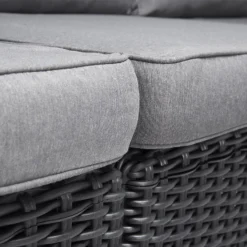 Keter California 2 Seater Outdoor Balcony Garden Furniture Chaise Lounge - Graphite With Grey Cushions -Deals A Sunlit Garden Store 14539590 8855041802353971